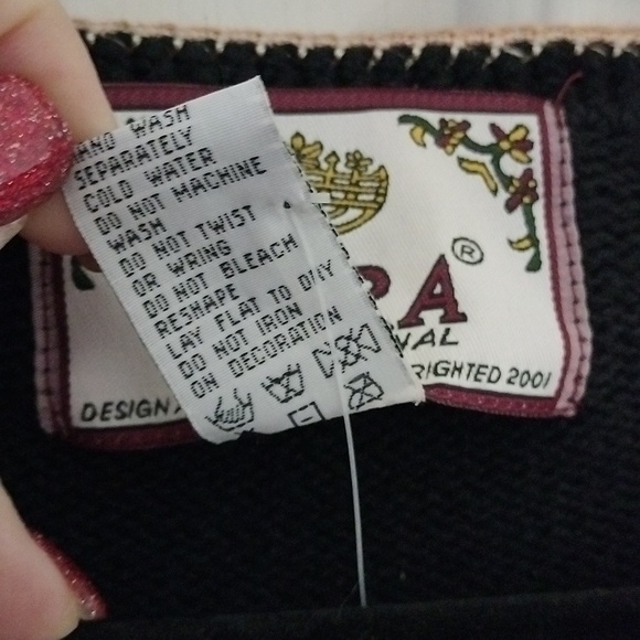 Tiara Int'l Black Button Cardigan Sweater w/ Floral Embroidery+ Beading, Medium - Picture 6 of 10